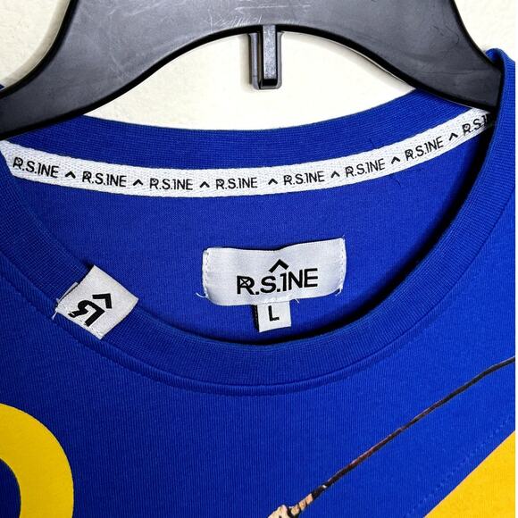 R.S.1NE Mens Blue & Yellow Short Sleeve RS-1 Sports T-Shirt Size Large - Picture 3 of 8